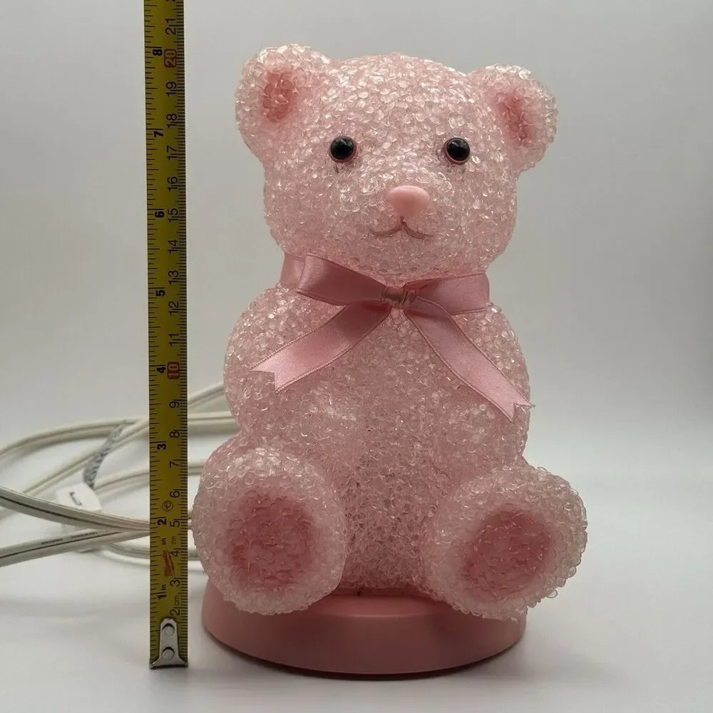 Vintage Y2K Melted Plastic Popcorn Pink Teddy Bear Lamp Night Light Coquette